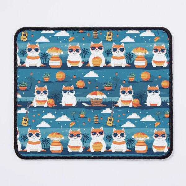 Item preview, Feline Beach Bash: Seamless Cats Sunbathing designed and sold by TheFrenchVegan.