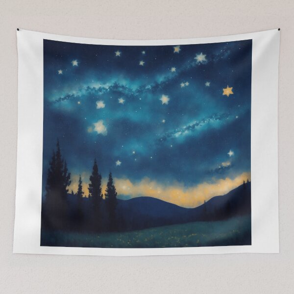 Item preview, Celestial Journey: Painting of a Shooting Star in the Starlit Sky designed and sold by RedArtG09.