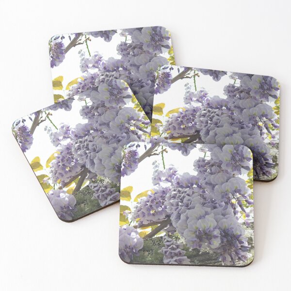 Item preview, Wisteria Waltz: Enchanting Transition from Purple to White - wisteria dangling flower close highres photo designed and sold by EmeraldeaArt.