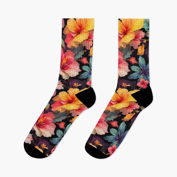 Item preview, Whimsical Watercolor Dark Floral Hibiscus Pattern #38 designed and sold by Rae-SunshineArt.