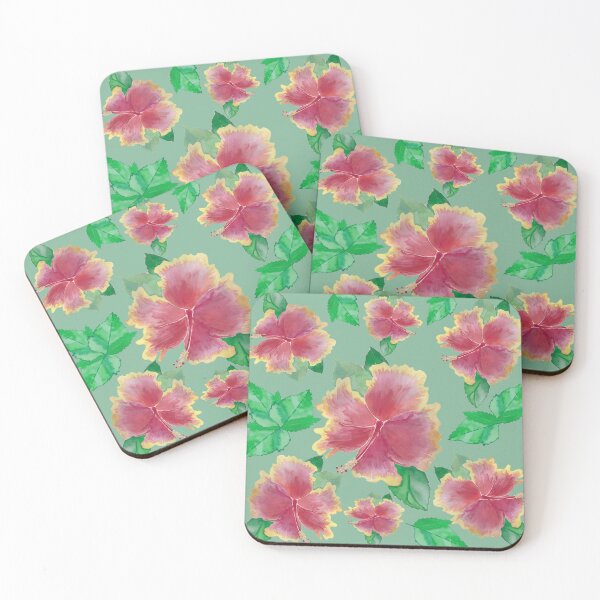 Item preview, Light Green Tequila Sunrise Hibiscus Flower Pattern Pieretto designed and sold by Pieretto.
