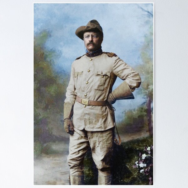 Item preview, President Theodore Roosevelt in his Rough Riders uniform with his signature blue polka-dotted scarf, 26 October 1898. designed and sold by Marina Amaral.
