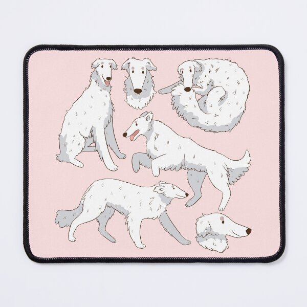 Item preview, Cute white Borzoi dog pattern designed and sold by Yaragold.