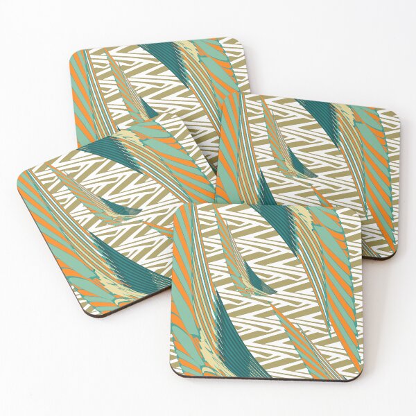 Item preview, Bohemian white & biege pattern & orange blue feathers designed and sold by K-Eysneya Balance.
