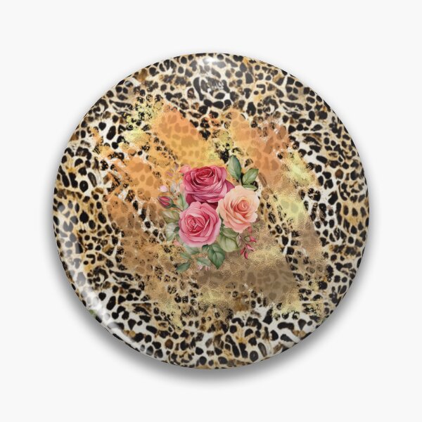 Item preview, Leopard print pattern with gold and roses designed and sold by Renee Lavoie.