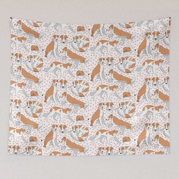 Item preview, Cute white Borzoi dog pattern  designed and sold by Yaragold.