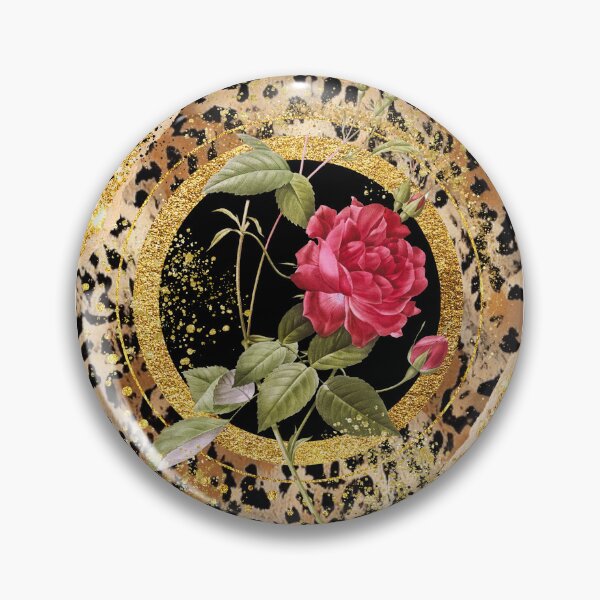 Item preview,  Leopard print pattern with gold and roses designed and sold by Renee Lavoie.