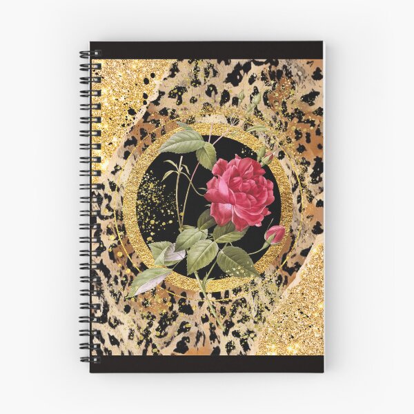 Item preview,  Leopard print pattern with gold and roses designed and sold by Renee Lavoie.