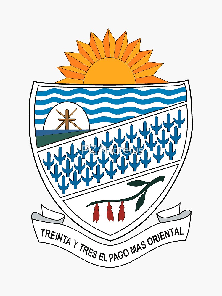 Pegatina «Escudo del Departamento de Treinta y Tres, Uruguay» de