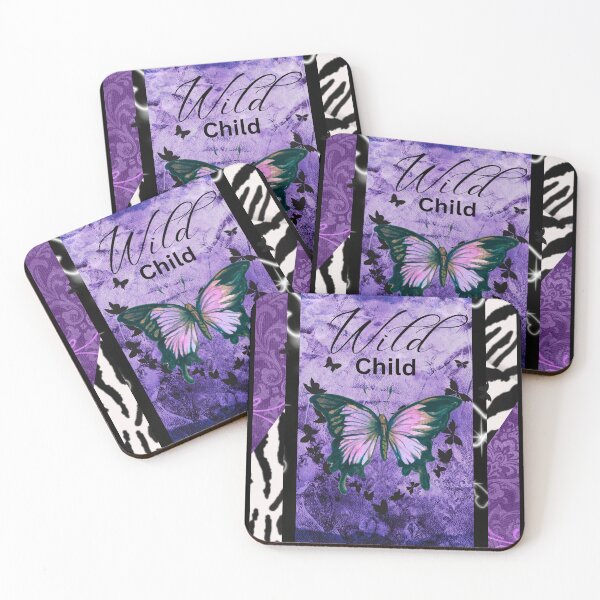 Item preview, Wild Child purple butterfly zebra pattern designed and sold by Renee Lavoie.