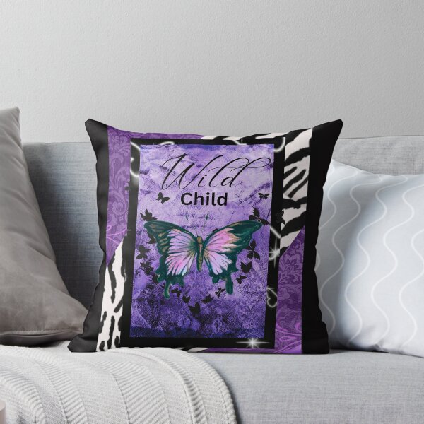 Item preview, Wild Child purple butterfly zebra pattern designed and sold by Renee Lavoie.