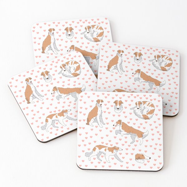 Item preview, Cute white Borzoi dog pack designed and sold by Yaragold.