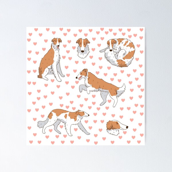 Item preview, Cute white Borzoi dog pack designed and sold by Yaragold.