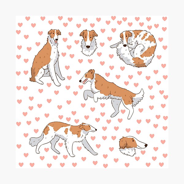 Item preview, Cute white Borzoi dog pack designed and sold by Yaragold.