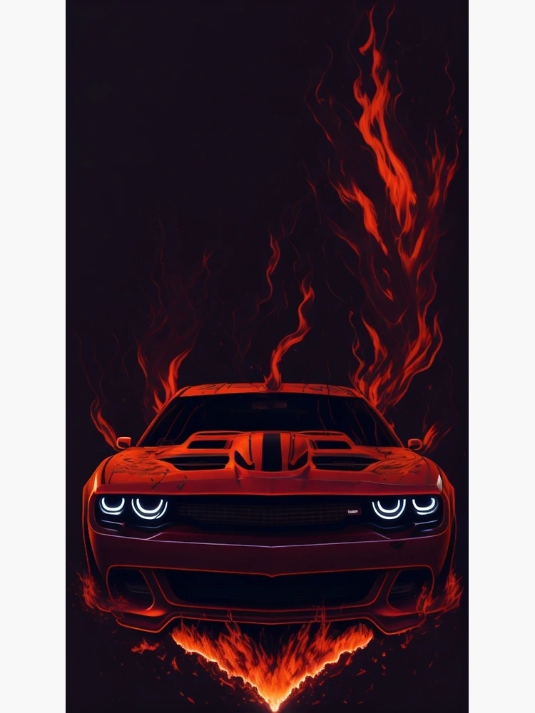 dodge challenger in flames