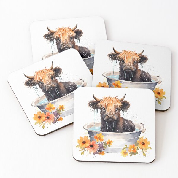 Item preview, Cute Black Highland Cow taking a bath designed and sold by EfZinCollection.