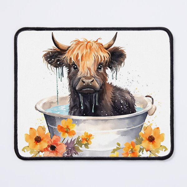 Item preview, Cute Black Highland Cow taking a bath designed and sold by EfZinCollection.