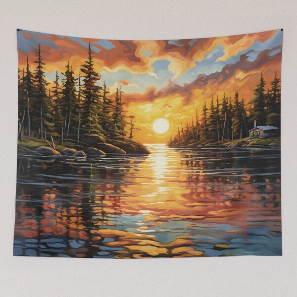 Item preview, Sunset Over Lake 1 designed and sold by Red Witch Art.