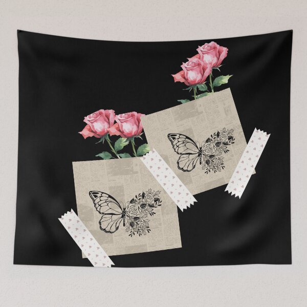 Item preview, Butterfly printed on a magazine and roses designed and sold by Joman-art.