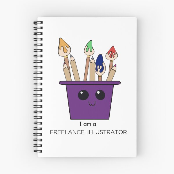 Item preview, Purple Kawaii Paint pot & brushes art designed and sold by Bizzybeebolly.