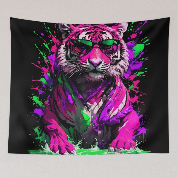 Artikelvorschau, Tiger-Farbspritzer mit Sonnenbrille entworfen und verkauft von MindWave THC.
