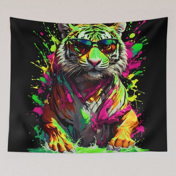 Artikelvorschau, Tiger-Farbspritzer mit Sonnenbrille entworfen und verkauft von MindWave THC.