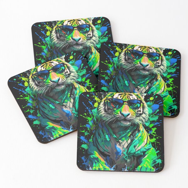 Artikelvorschau, Tiger-Farbspritzer mit Sonnenbrille entworfen und verkauft von MindWave THC.
