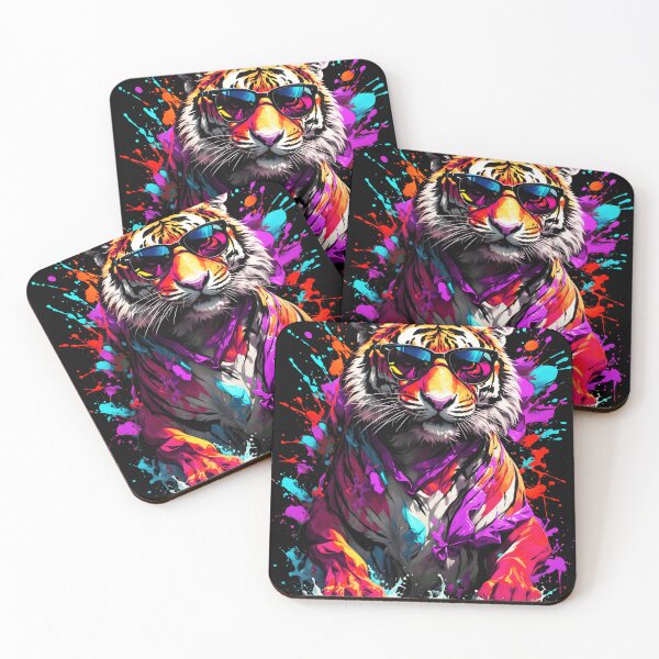 Artikelvorschau, Tiger-Farbspritzer mit Sonnenbrille entworfen und verkauft von MindWave THC.