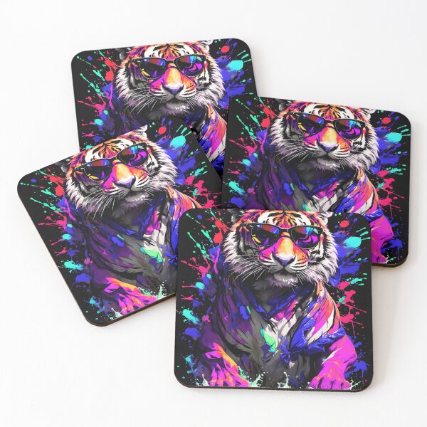 Artikelvorschau, Tiger-Farbspritzer mit Sonnenbrille entworfen und verkauft von MindWave THC.
