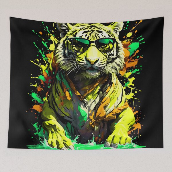 Artikelvorschau, Tiger-Farbspritzer mit Sonnenbrille entworfen und verkauft von MindWave THC.