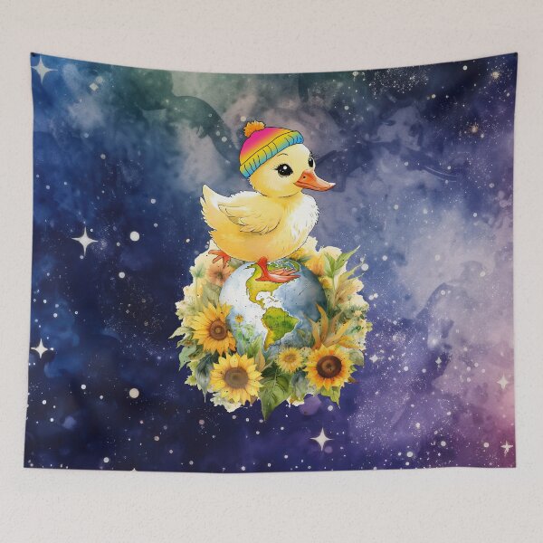 Item preview, Duck in Pansexual Flag Colors Beanie Stands on Planet designed and sold by Savchuk-Vova.