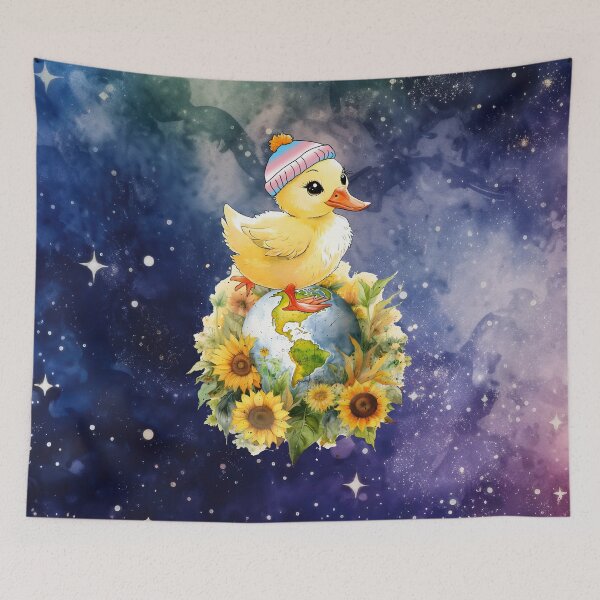 Item preview, Duck in Transgender Flag Colors Beanie Stands on Planet designed and sold by Savchuk-Vova.