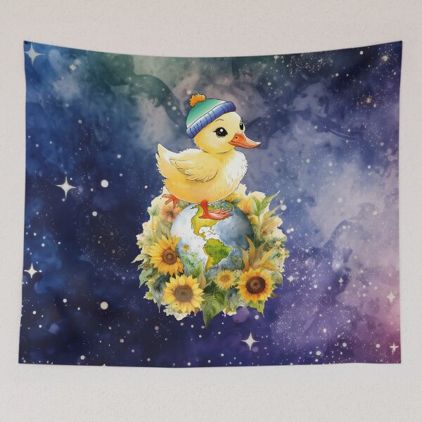 Item preview, Duck in Gay Flag Colors Beanie Stands on Planet designed and sold by Savchuk-Vova.
