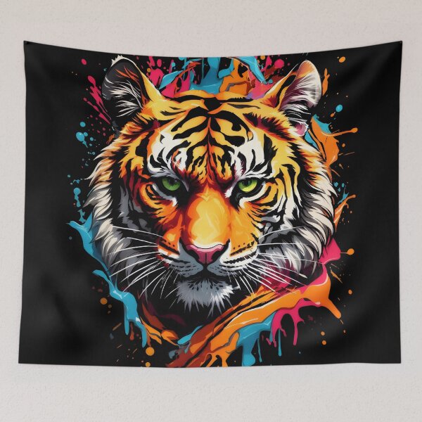 Artikelvorschau, Tiger bunter Farbspritzer entworfen und verkauft von MindWave THC.