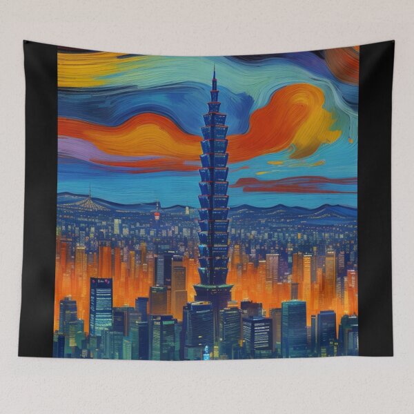 Item preview, Taipei 101 - Taipei - Taiwan - Formosa - Envisioned in the style of Vincent Van Gogh designed and sold by TheHappyK.