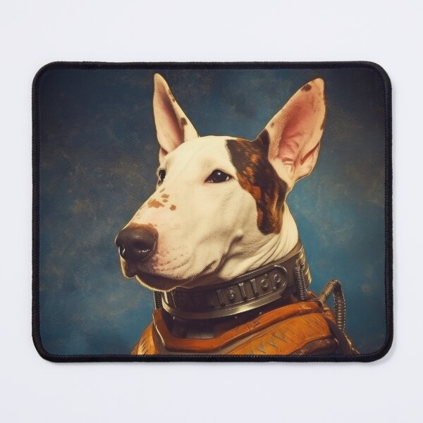 Item preview, portrait of a bull terrier dog in a spacesuit against the background of space designed and sold by JoBlack1.