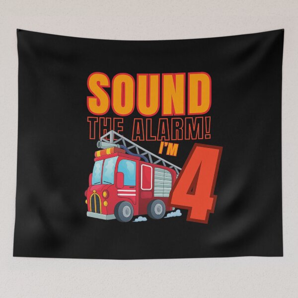 Item preview, Sound The Alarm I'm 4 Birthday Boy Firefighter 4 Year Old  designed and sold by Mixture-DESIGN.