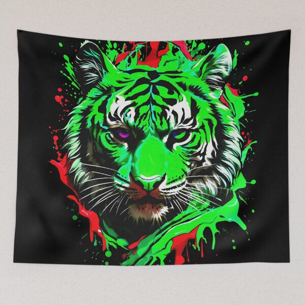 Artikelvorschau, Tiger bunter Farbspritzer entworfen und verkauft von MindWave THC.