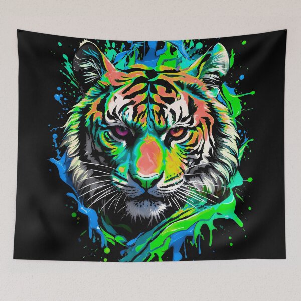 Artikelvorschau, Tiger bunter Farbspritzer entworfen und verkauft von MindWave THC.