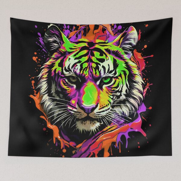 Artikelvorschau, Tiger bunter Farbspritzer entworfen und verkauft von MindWave THC.