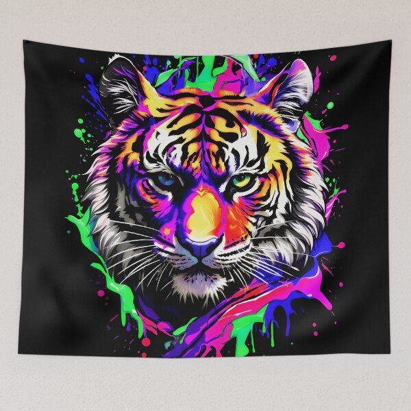 Artikelvorschau, Tiger bunter Farbspritzer entworfen und verkauft von MindWave THC.