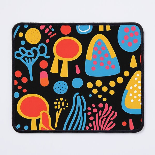 Item preview, Mushroom Mosaic: Colorful shapes on ebony canvas designed and sold by ArrangedDesigns.