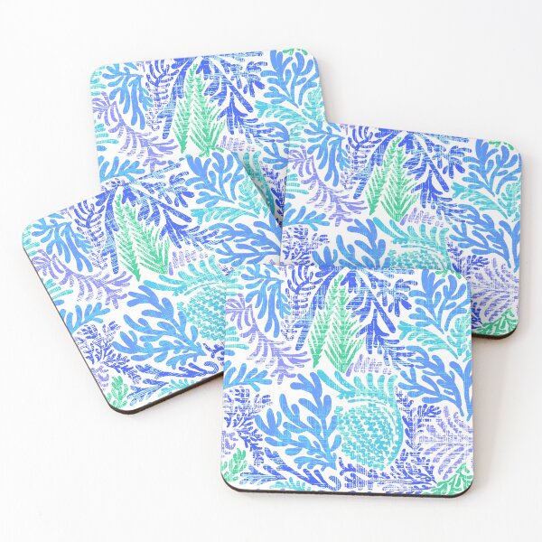 Item preview, Coral Festive Blue designed and sold by Fabricatemyart.