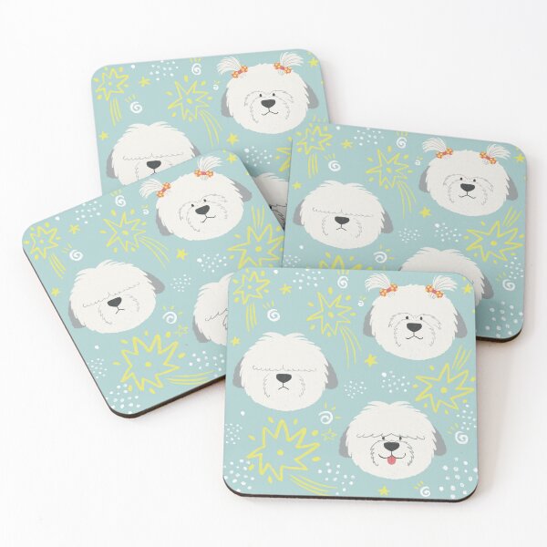 Item preview, English Sheepdog Playful Dot Pattern designed and sold by DazziDazzi.