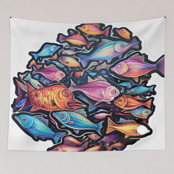 Item preview, Multi-colored fish lie in a pile designed and sold by abmkf.