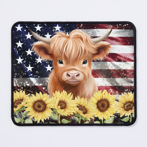 Item preview, Patriotic Baby Highland Cow with Sunflowers designed and sold by JDWCreations.
