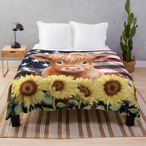 Item preview, Patriotic Baby Highland Cow with Sunflowers designed and sold by JDWCreations.