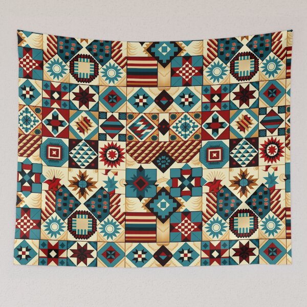 Item preview, Patchwork quilt, pattern of the first settlers to America designed and sold by Ellimade.
