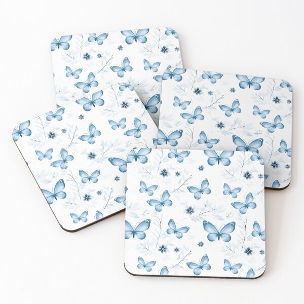 Item preview, Blue butterfly and floral light colour designed and sold by sakurashorty.