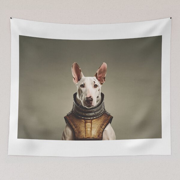 Item preview, portrait of a bull terrier dog in a spacesuit against the background of space designed and sold by JoBlack1.